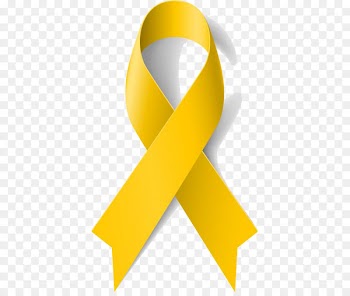 Yellow ribbon Awareness ribbon Cancer - Yellow Ribbon label vector image 