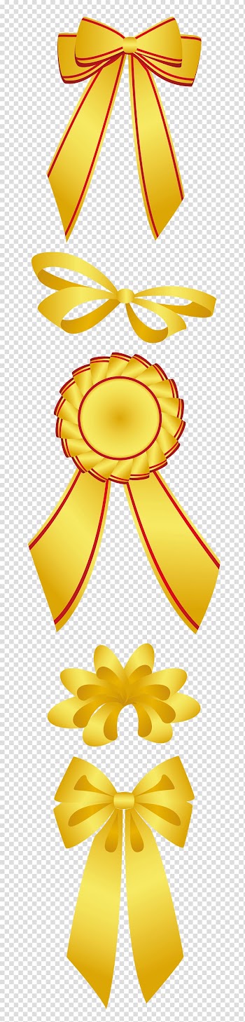 Yellow ribbons , Badge Ichthys , Gold Bow Set transparent background PNG clipart