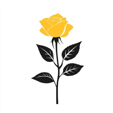 Yellow Rose Minimalist Icon for Vintage Home Decor on White Background Yellow Rose Minimalist Icon for Vintage Home Decor on White Background