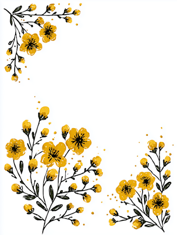 Yellow Scandinavian Folk Art Flowers Clipart