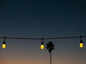 yellow string lights at nigh time