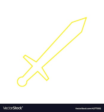 yellow sword line art icon