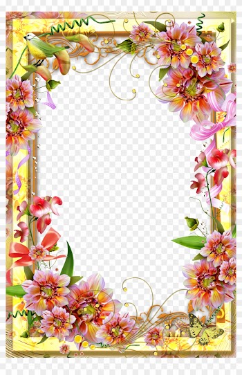 Yellow Transparent Frame - Page Borders Flower Design