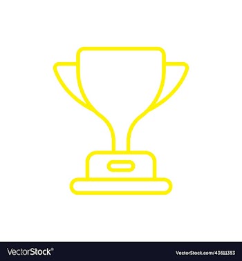 yellow trophy cup line icon