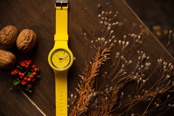 Yellow Watch on Tabletop