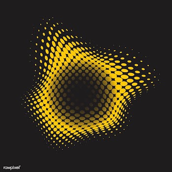 Yellow wavy halftone badge on black backgroun.. | Free stock vector - 542501