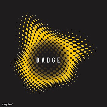 Yellow wavy halftone badge on black backgroun.. | Free stock vector - 542540