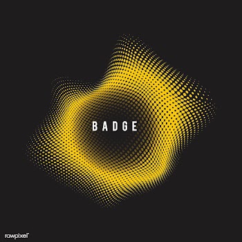 Yellow wavy halftone badge on black backgroun.. | Free stock vector - 542719