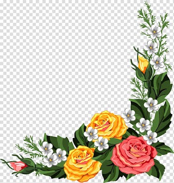 Yellow, white, and pink flowers illustration, Borders and Frames Frames Flower , Watercolor roses transparent background PNG clipart