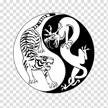 Yin and yang Tattoo , Taiji left green dragon white tiger transparent background PNG clipart
