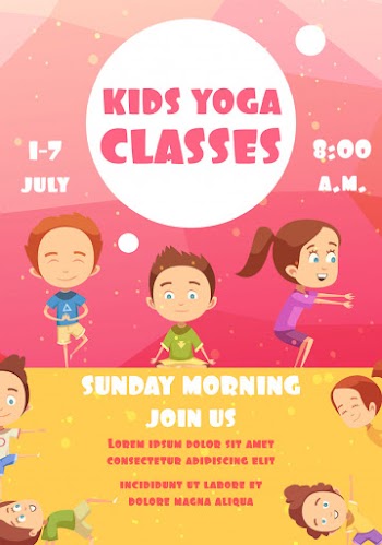 Yoga classes for kids advertising poster Free Vector