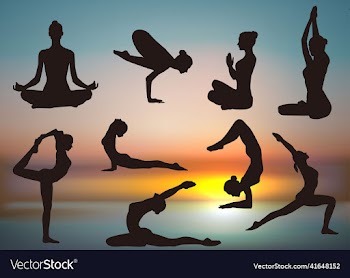 yoga pose silhouettes in various poses
