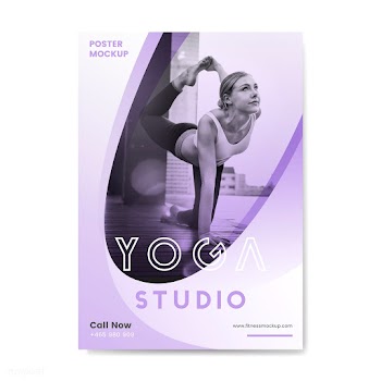 Yoga studio promotional poster vector | Free stock vector - 533082