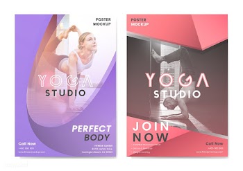 Yoga studio promotional poster vector | Free stock vector - 533109