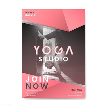 Yoga studio promotional poster vector | Free stock vector - 533117