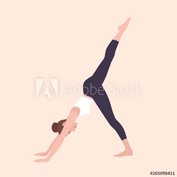 Yogi woman in Eka Pada Adho Mukha Svanasana or Three-Legged Dog Pose