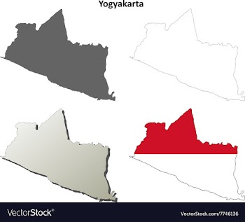 Yogyakarta blank outline map set vector image