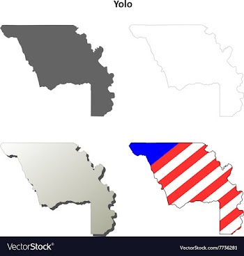 Yolo County California outline map set vector image