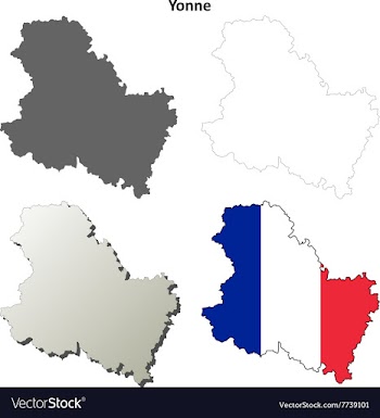 Yonne Burgundy outline map set vector image