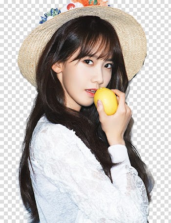 Yoona, woman holding yellow fruit while wearing brown straw hat transparent background PNG clipart