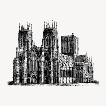 York cathedral clipart, vintage illustration | Free Vector - rawpixel