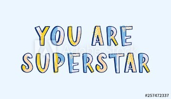 You Are Superstar phrase handwritten with cool creative font decorated by bright colorful dots