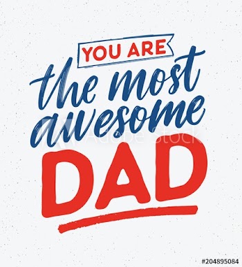 You Are The Most Awesome Dad phrase handwritten with elegant cursive calligraphic font on white background