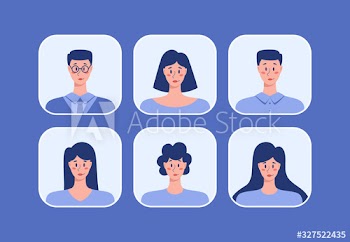 Young adult people round avatar set, business men and women portrait v