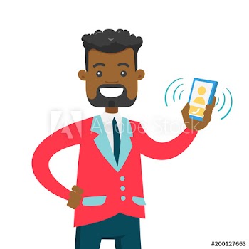 Young african-american businessman holding ringing mobile phone in hand
