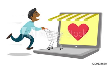 Young african-american man using laptop for online shopping