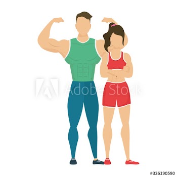 young athletes couple characters healthy lifestyle
