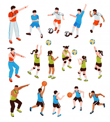 Young athletes isometric set Free Vector