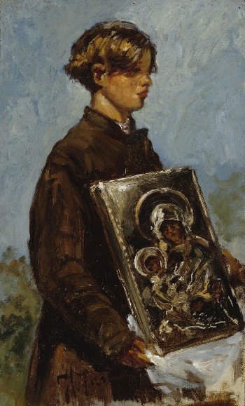 Young boy carrying an icon, | Free Photo - rawpixel