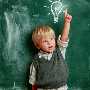 Young Boy with Idea in Classroom
