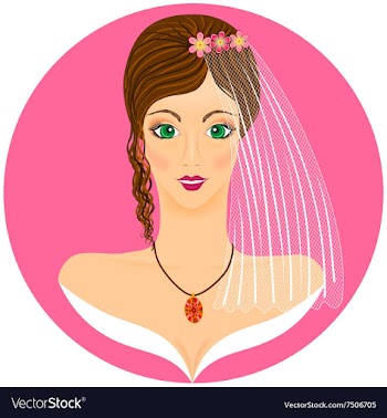 Young bride portret with green-eyed brunette vector image