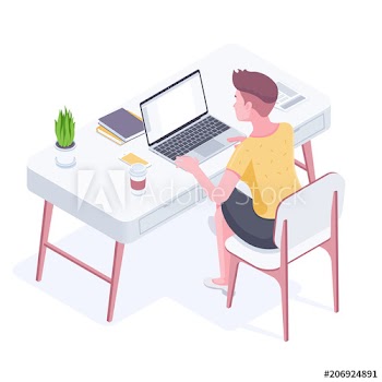 Young caucasian white woman sitting at the desk in modern open space office