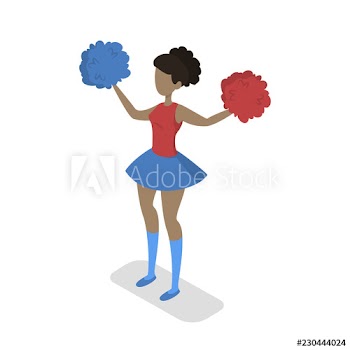 Young cheerleader girl in uniform with pompons