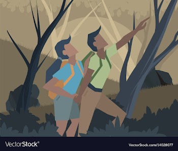 Young couple adventure scene vector image