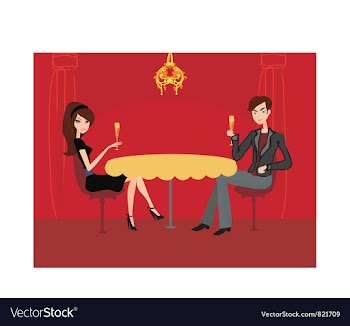 Young couple flirt and drink champagne vector image