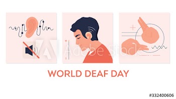 Young deaf man with hearing aid