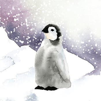 Young emperor penguin in the snow watercolor .. | Free stock vector - 489441
