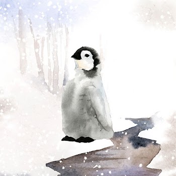 Young emperor penguin in the snow watercolor .. | Free stock vector - 489583