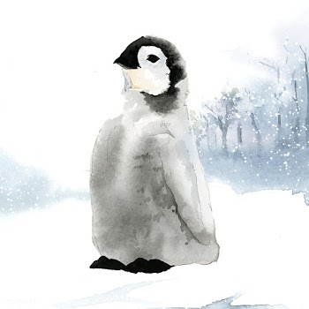 Young emperor penguin in the snow watercolor .. | Free stock vector - 489601