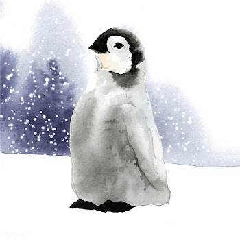 Young emperor penguin in the snow watercolor .. | Free stock vector - 489611