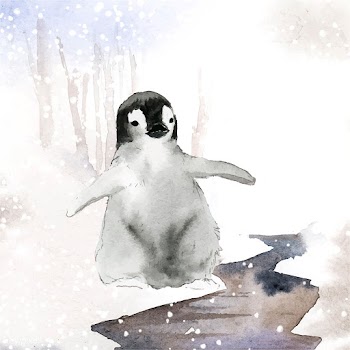 Young emperor penguin in the snow watercolor .. | Free stock vector - 489616