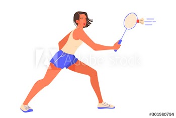 Young female athlete play badminton