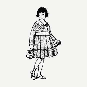 Young girl  clipart, black | Free PSD - rawpixel
