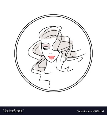 young girl logo in a circle for a beauty salon