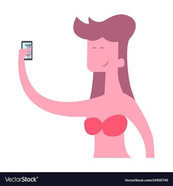 Young girl making selfie photo art design for web vector image