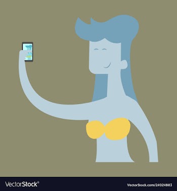 Young girl making selfie photo art design for web vector image